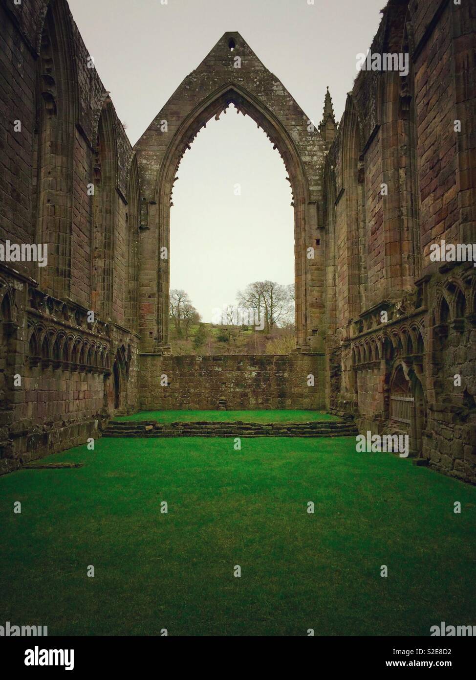 The Nave at Fountains Abbey Stock Photo