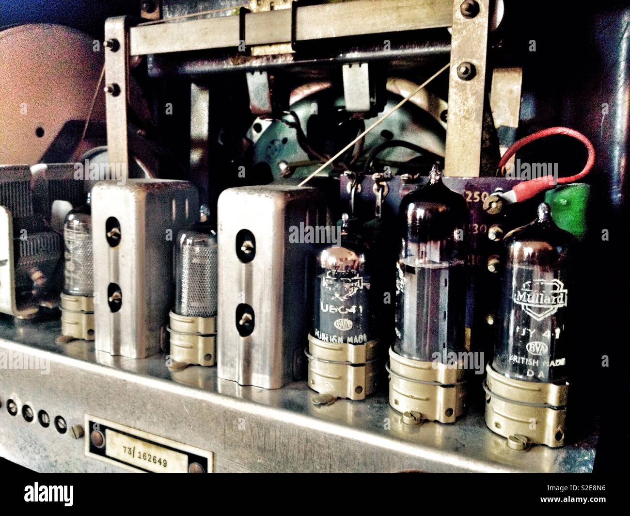 Close up of the mysterious workings of a 1950's valve radio Stock Photo -  Alamy