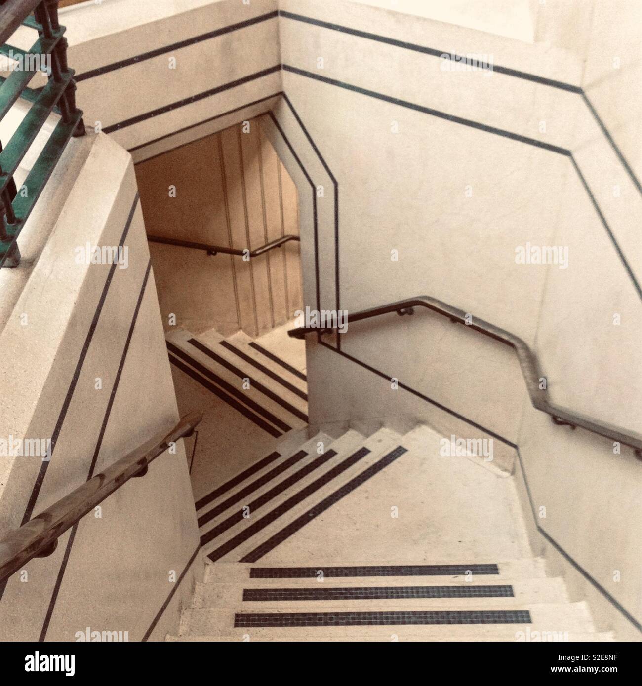 Staircase at Leytonstone Library, a listed 1930s building Stock Photo