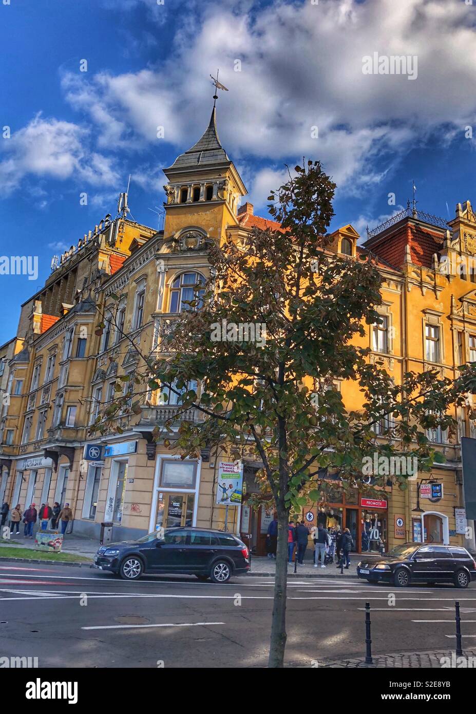A street corner in Brasov, Romania. - Smartphone Captured Stock Image