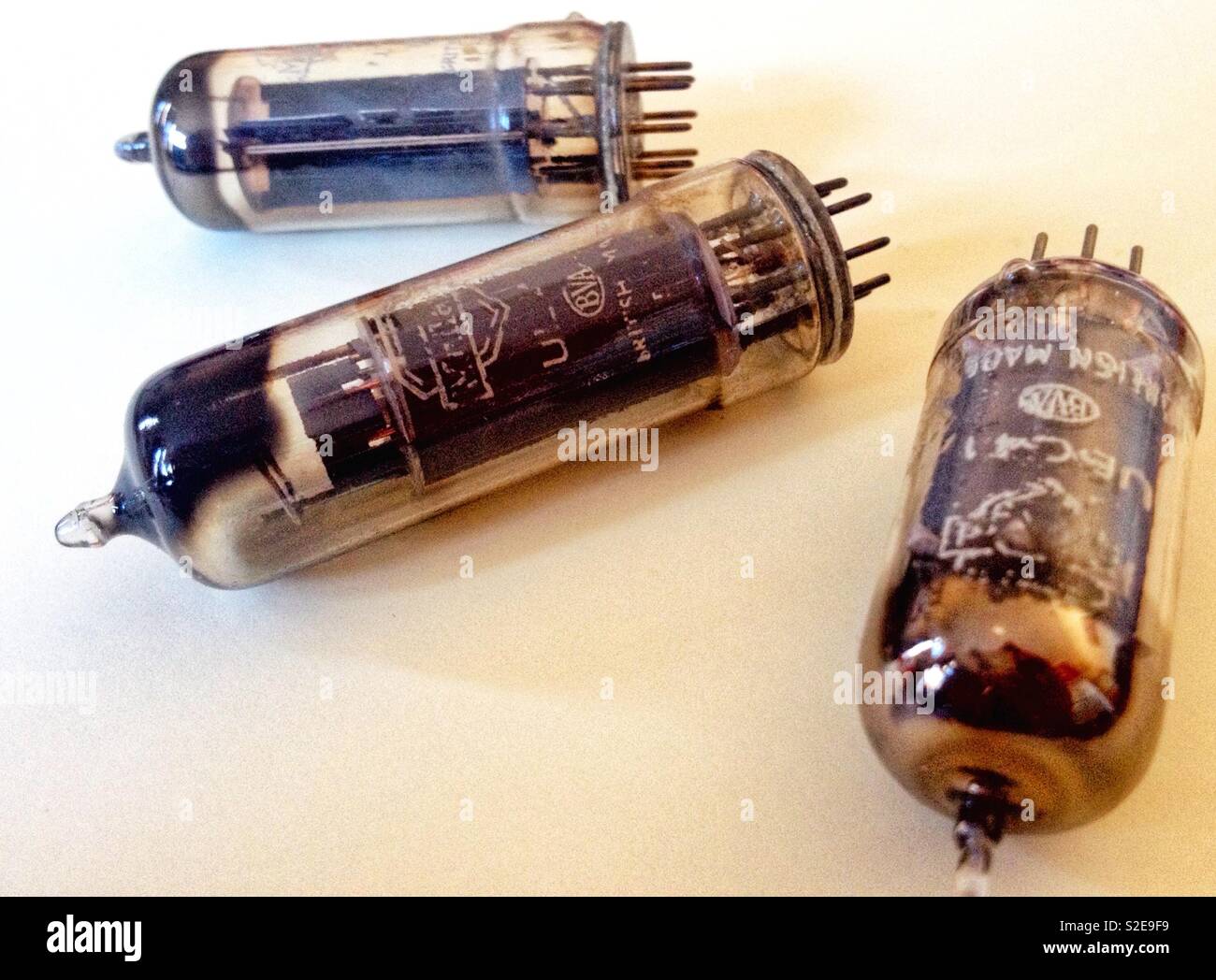 Glass valves from a 1950's valve radio Stock Photo Alamy