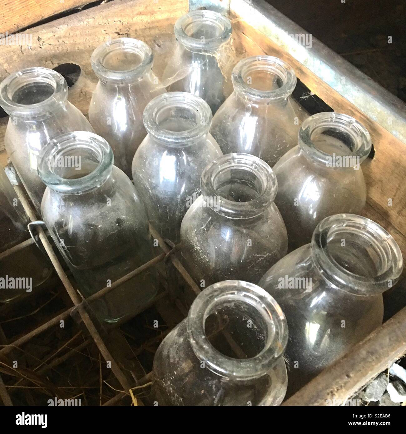 Old glass milk bottles - Smartphone Captured Stock Image