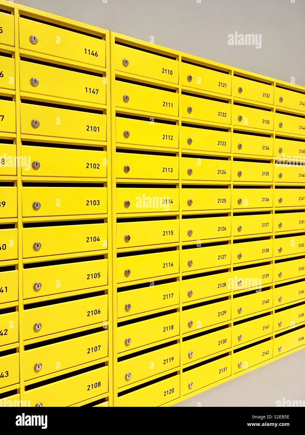 Yellow Mail boxes Stock Photo