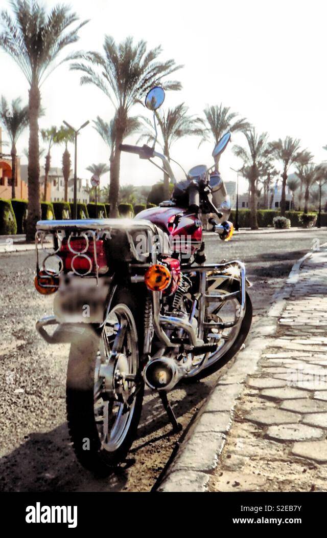 Motorbyke on the street in the City of Hurghada. - Smartphone Captured Stock Image