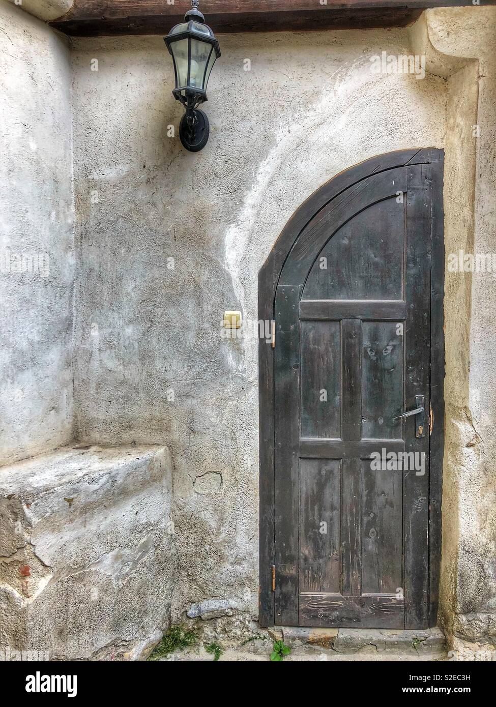 An old door at Bran Castle in Transylvania, Romania. - Smartphone Captured Stock Image