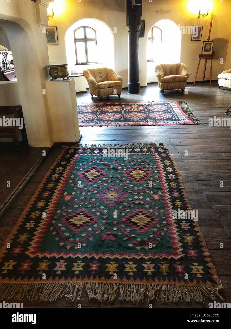 The interior of Bran Castle in Transylvania, Romania. - Smartphone Captured Stock Image