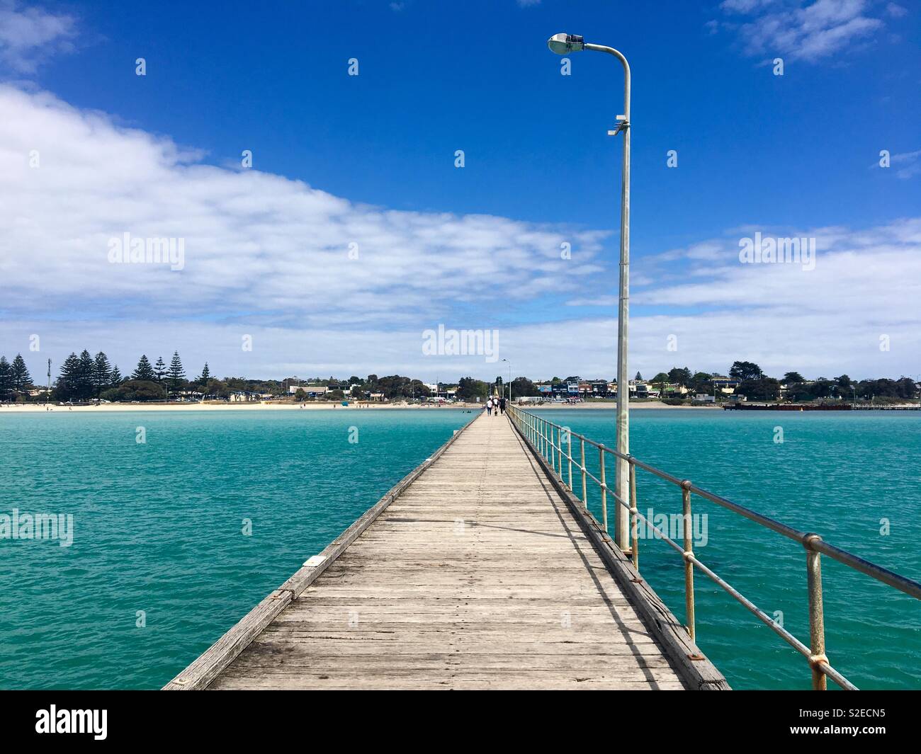 Mornington Pennisula wharf at Rye in Australia with turquoise water Stock Photo