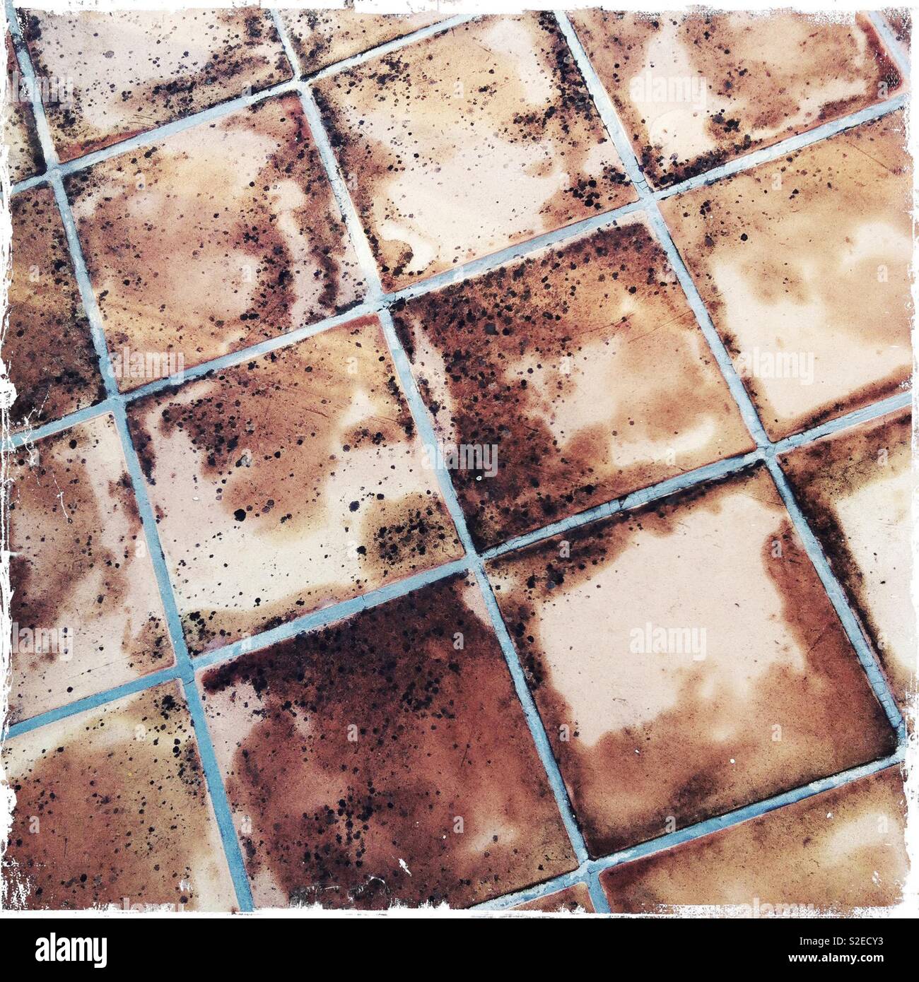 Old rustic terracotta tiles outdoors Stock Photo