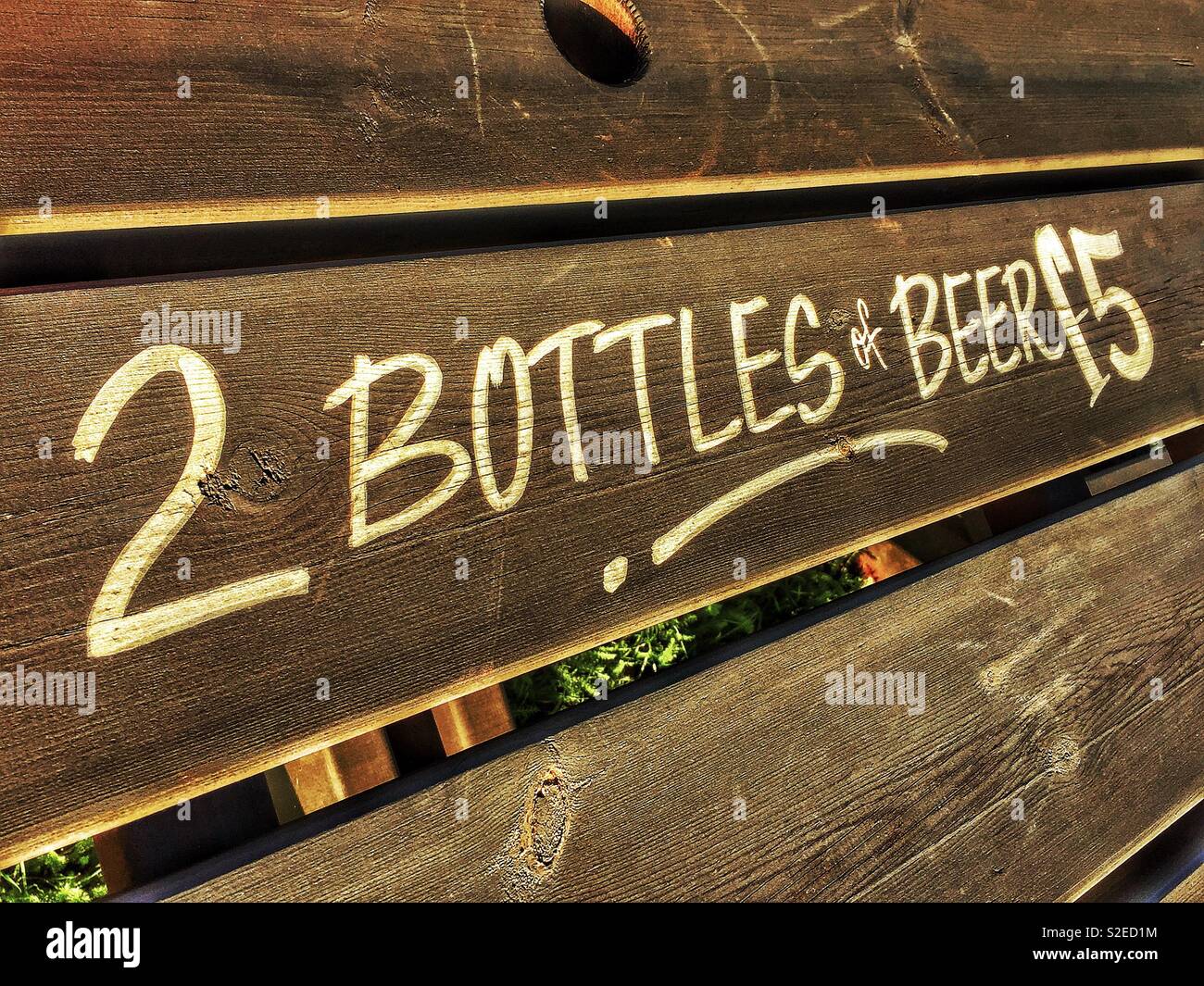 2 bottles of beer £5 - Smartphone Captured Stock Image