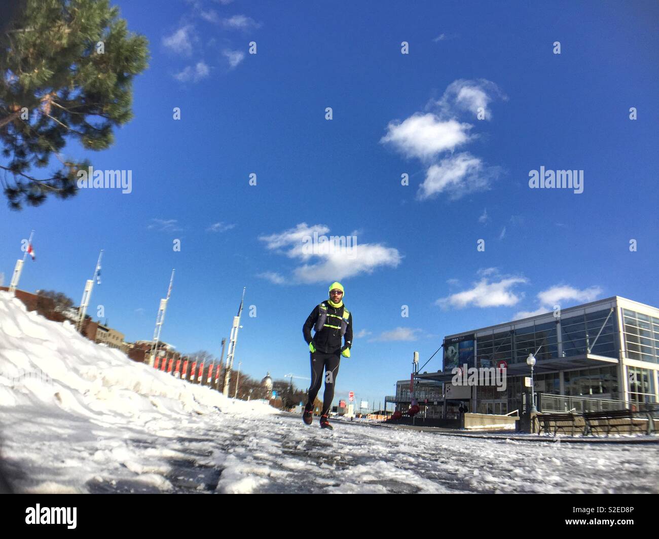 Winter running - Smartphone Captured Stock Image