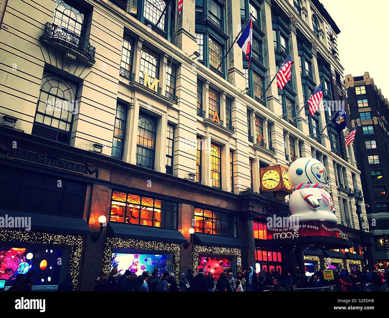 Macy’s department store in the Herald Square during the holidays, NYC, USA - Smartphone Captured Stock Image