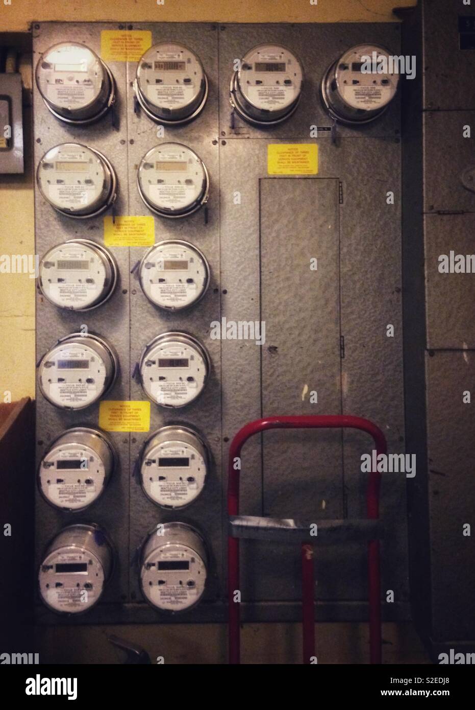 Power meters for apartment building in Seattle Stock Photo Alamy