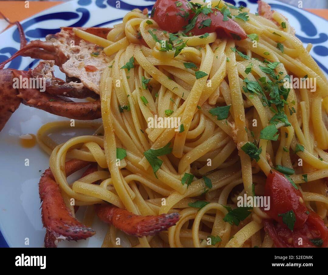 Lobster Seafood Pasta In Capri Italy Stock Photo Alamy