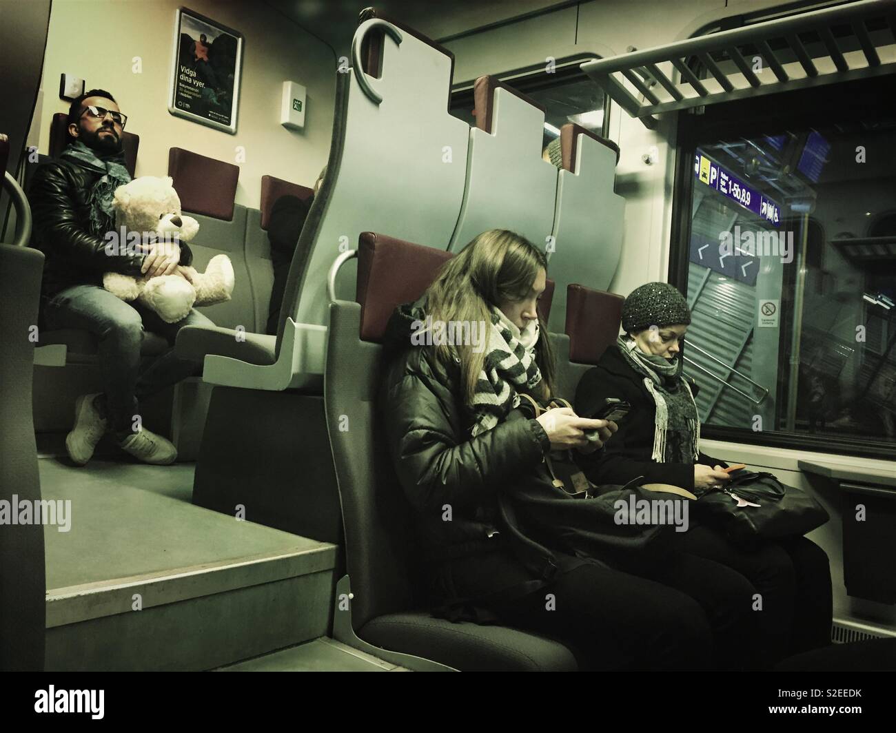 November People at Commuter Train - Smartphone Captured Stock Image