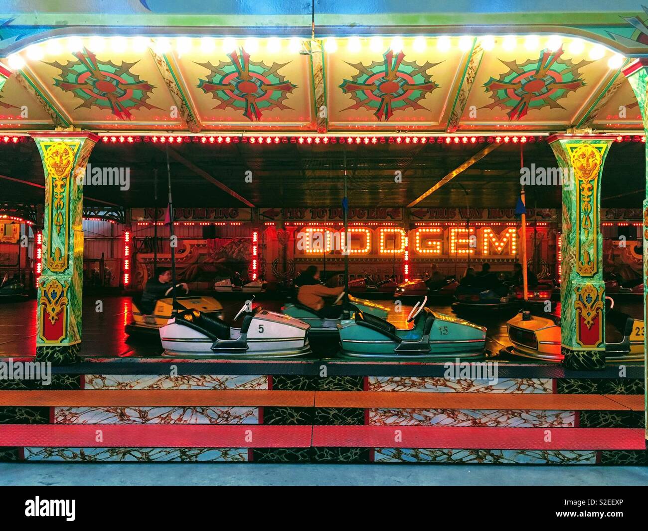 Vintage fairground dodgems at dingles fairground heritage centre. Stock Photo