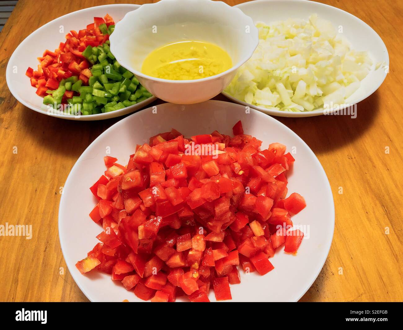 Mix of vegetables. Tomato, onion, garlic, olive, red and green pepper - Smartphone Captured Stock Image