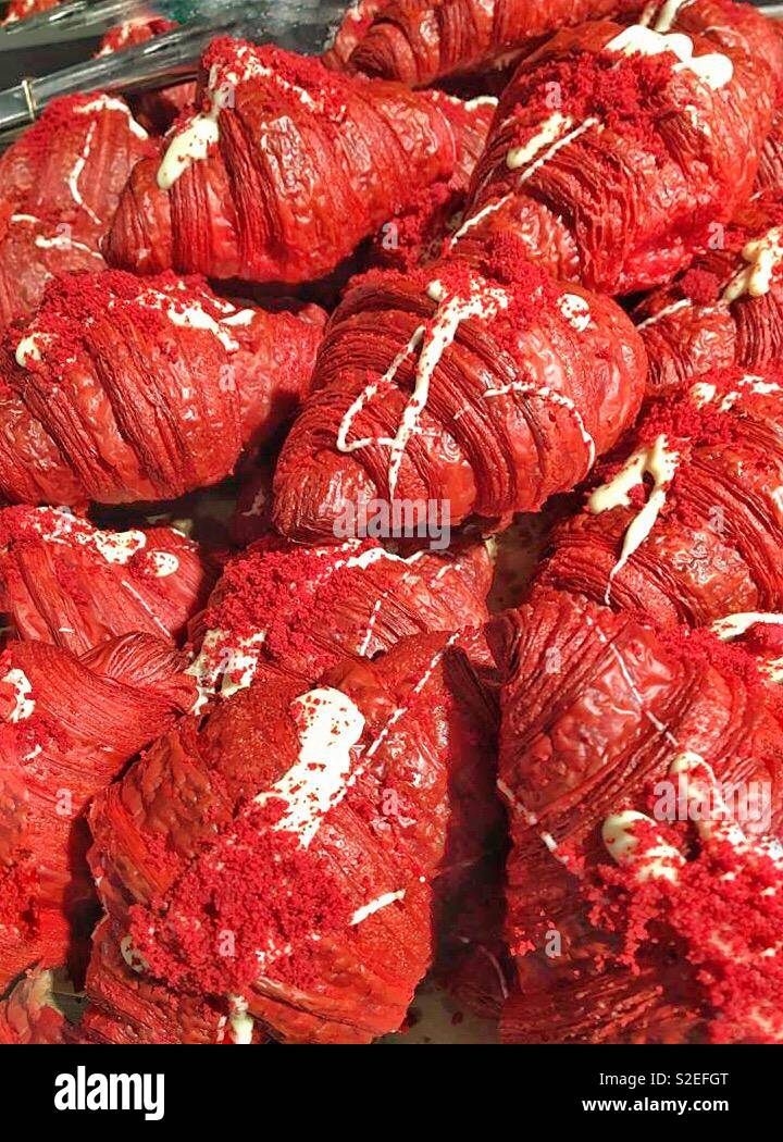 Red Velvet Croissants Stock Photo