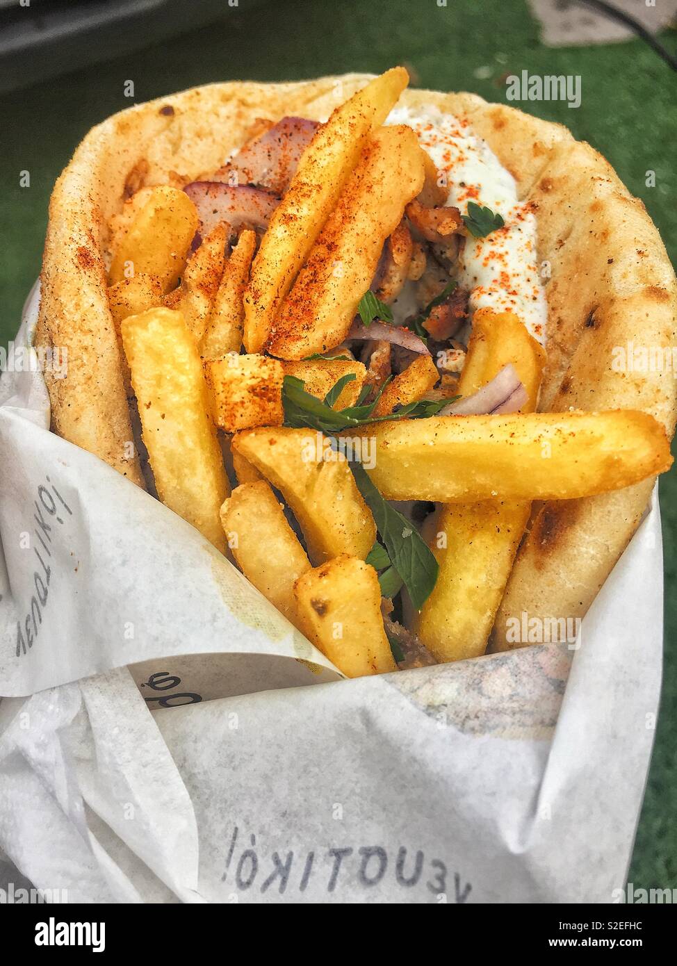 Greek Kebab with Fries Stock Photo Alamy