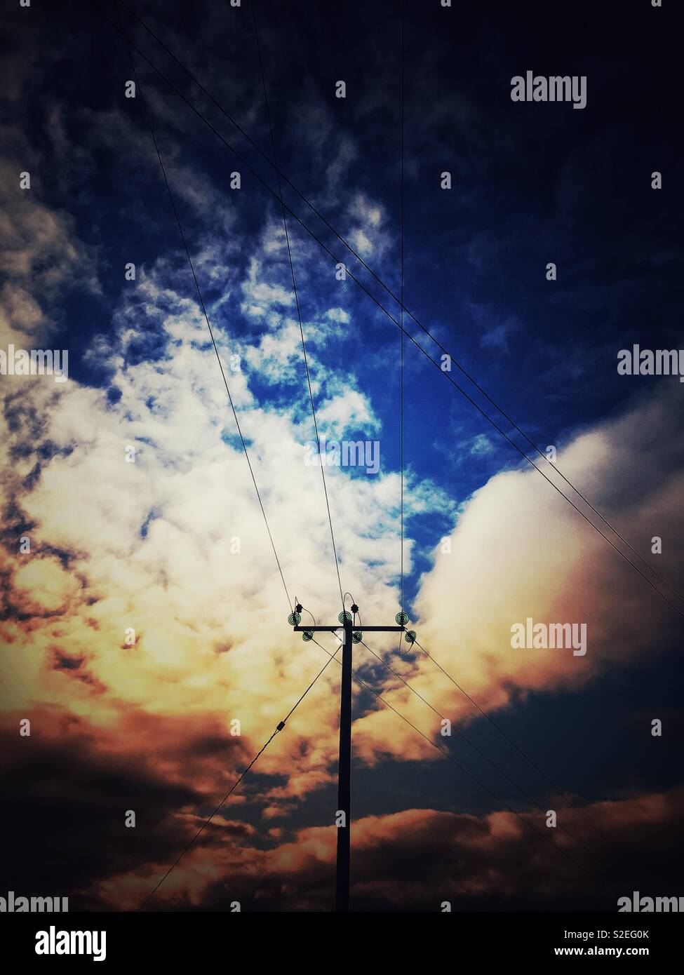 Electricity pole with dramatic sky - Smartphone Captured Stock Image Electricity pole with dramatic sky - Smartphone Captured Stock Image