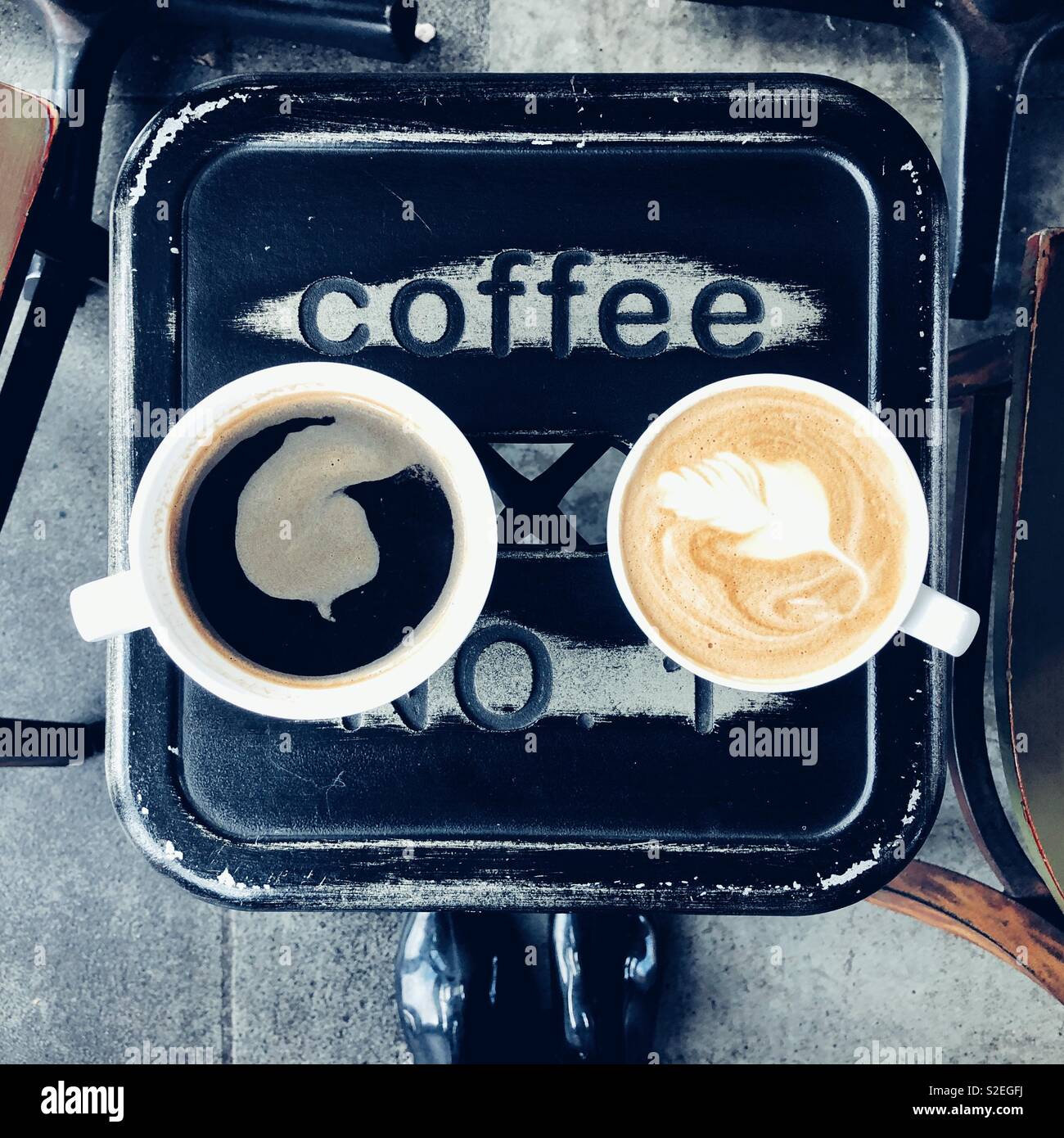 His and Hers coffees Stock Photo