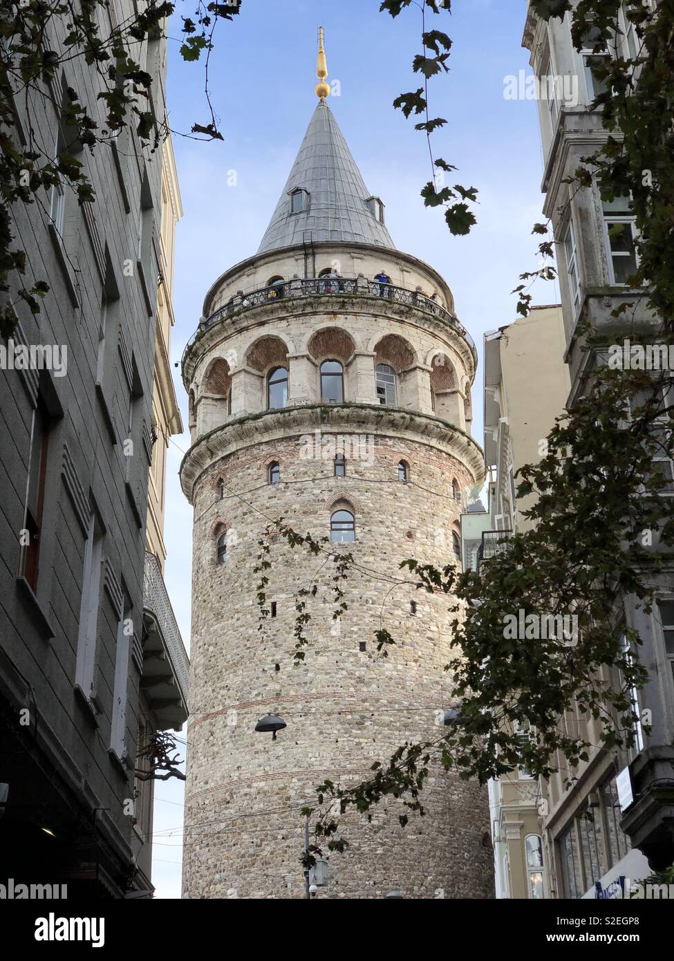 Galata Tower view, symbol of Istanbul, Turkey Stock Photo