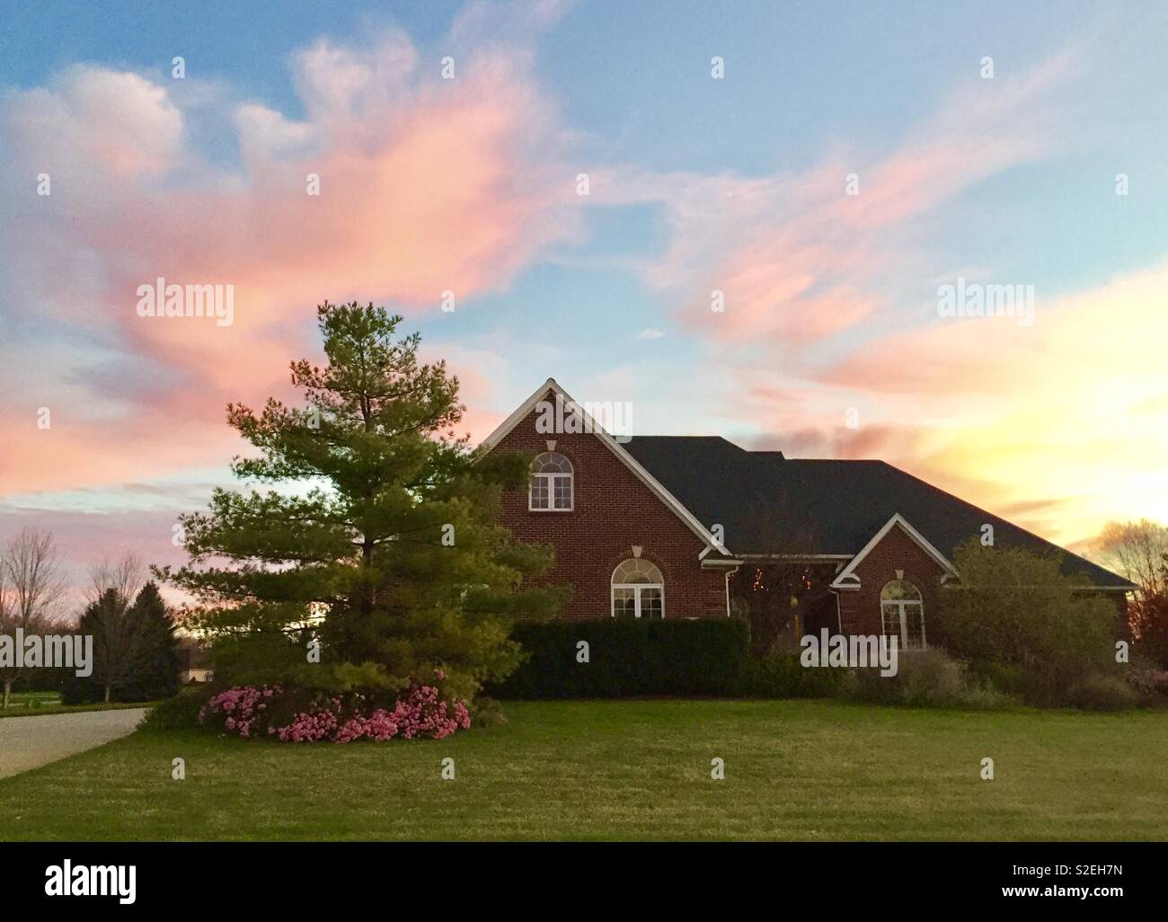 House with sunset - Smartphone Captured Stock Image