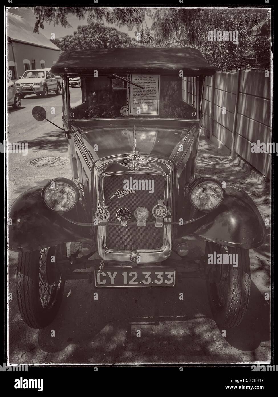 A 1933 Austin 7 tourer  parked in the small town of Philadelphia in the Western Cape Province of South Africa. - Smartphone Captured Stock Image