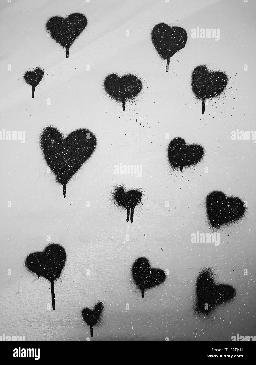 Love Stains. Original spray paint art. Spray paint on carton. Moscow, Russia. 2017 Stock Photo