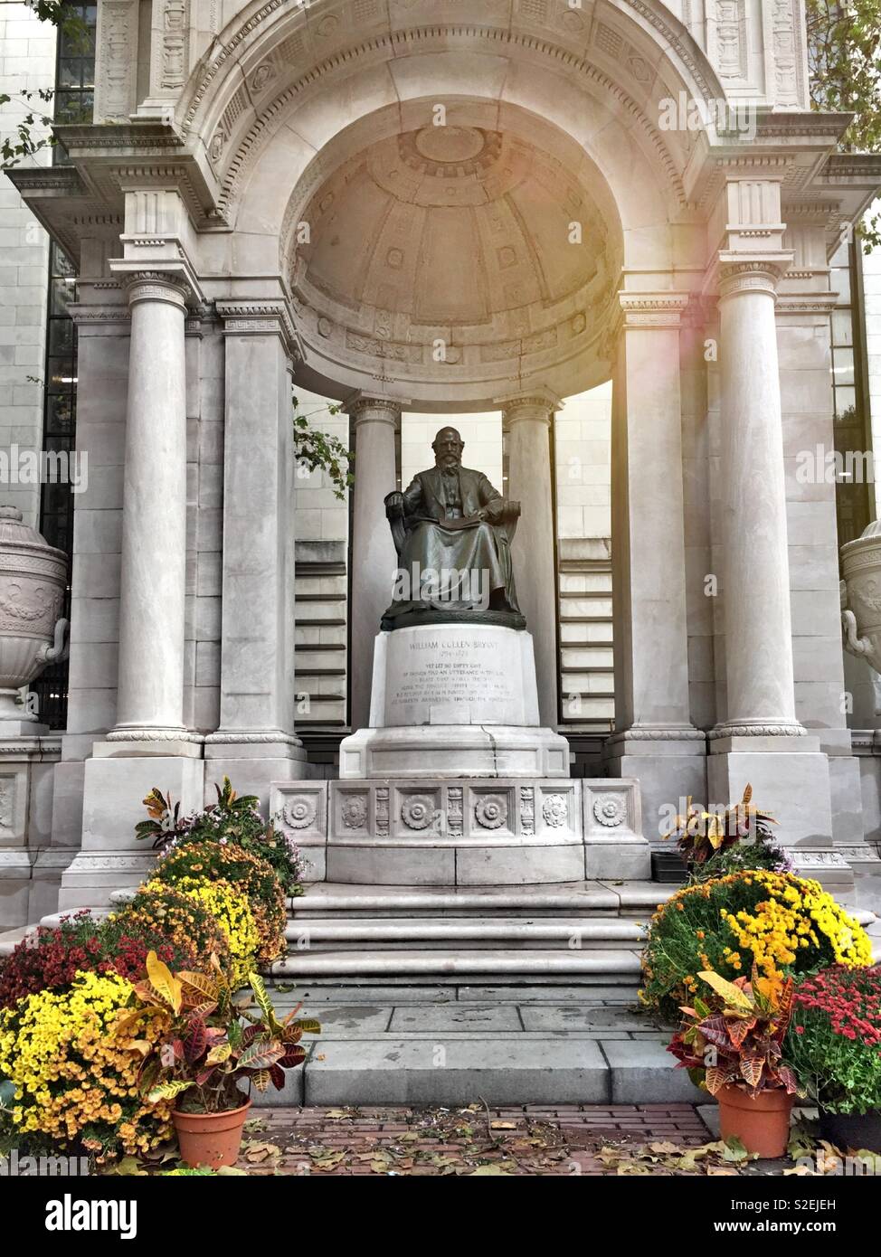 William Cullen Bryant memorial, Bryant Park, New York City, USA - Smartphone Captured Stock Image