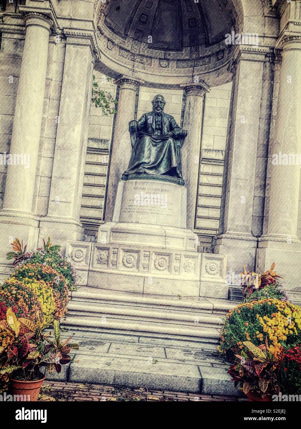 William Cullen Bryant memorial, Bryant Park, New York City, USA - Smartphone Captured Stock Image