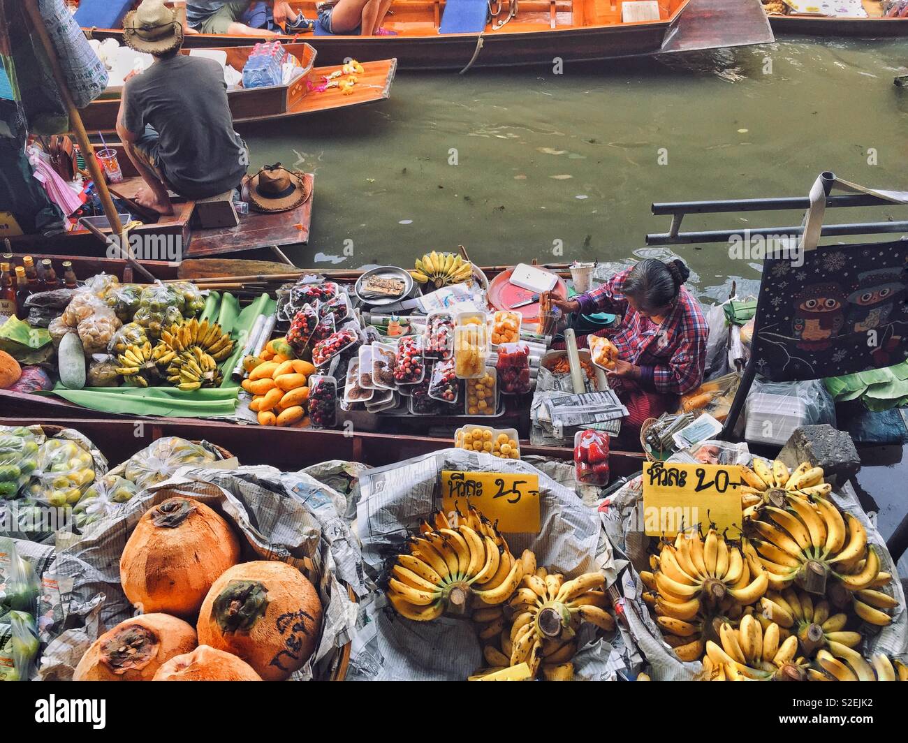 Floating Market Outside of Bangkok Stock Photo