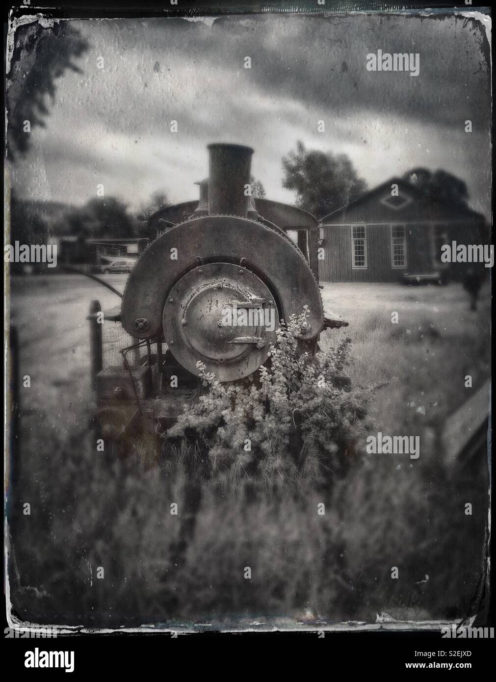 Vintage abandoned train engine - Smartphone Captured Stock Image