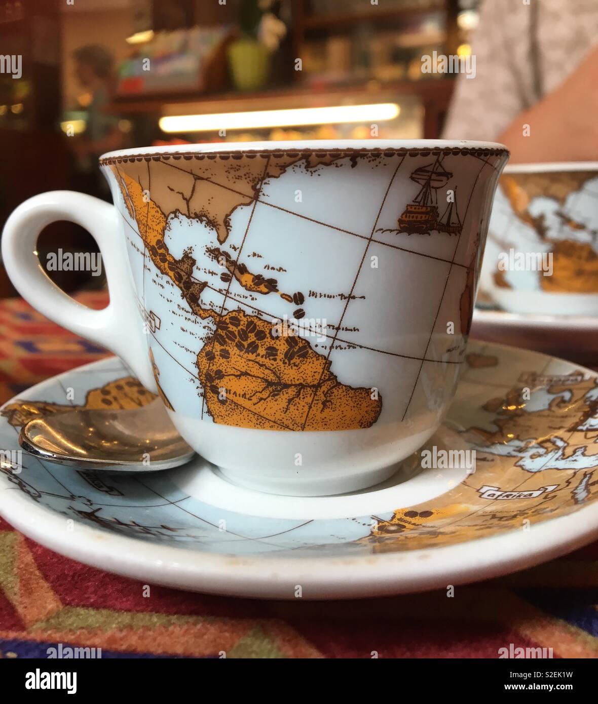 Golden Map Espresso Stock Photo
