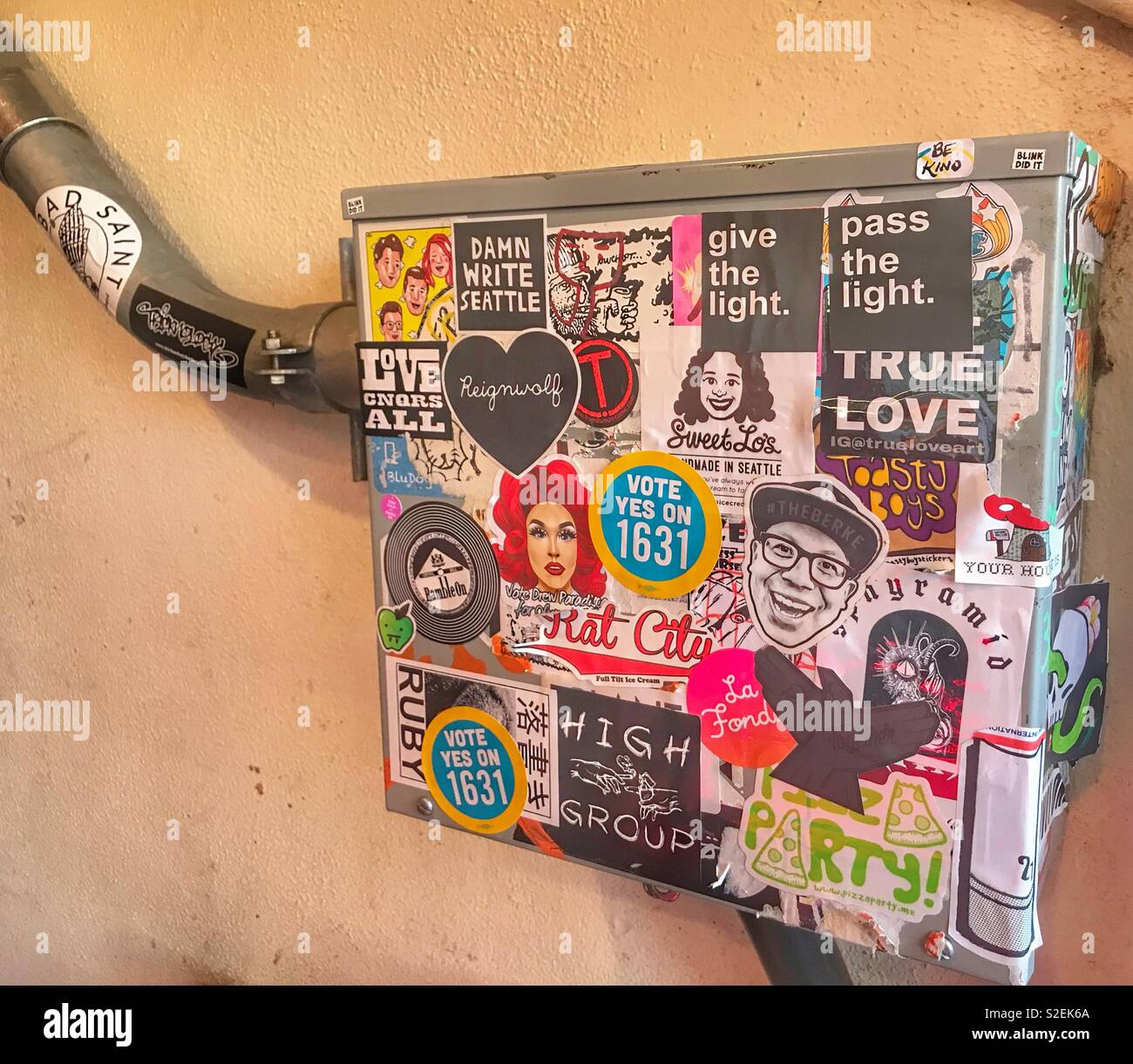 Stickers on an electrical panel - Smartphone Captured Stock Image