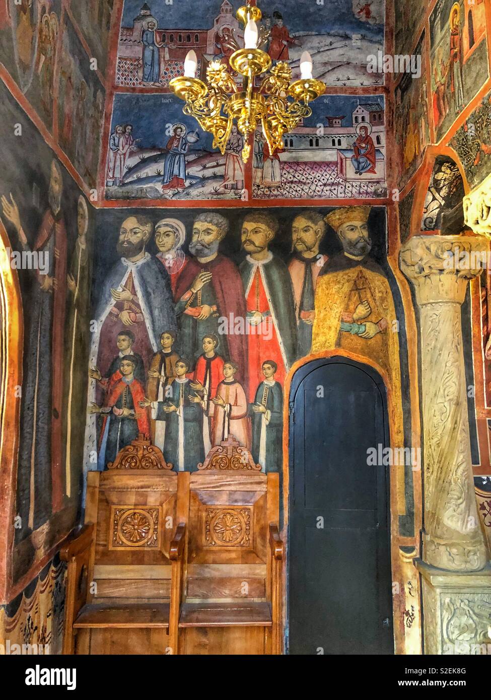 The church interior of the Sinaia Monastery in Romania. - Smartphone Captured Stock Image