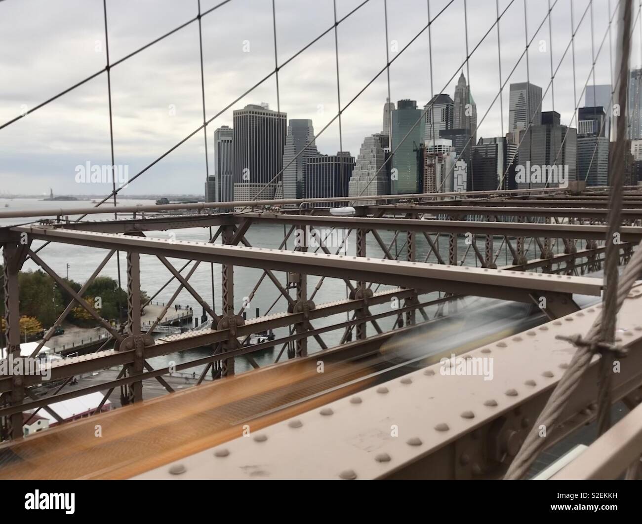 Lower Manhattan from Brooklyn Bridge - Smartphone Captured Stock Image