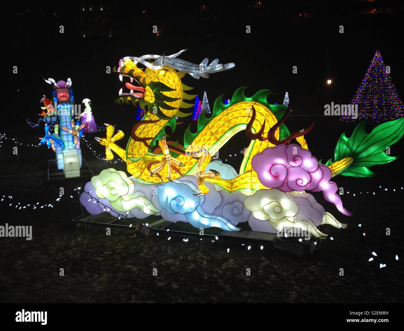 Light sculptures in Niagara Falls - Smartphone Captured Stock Image