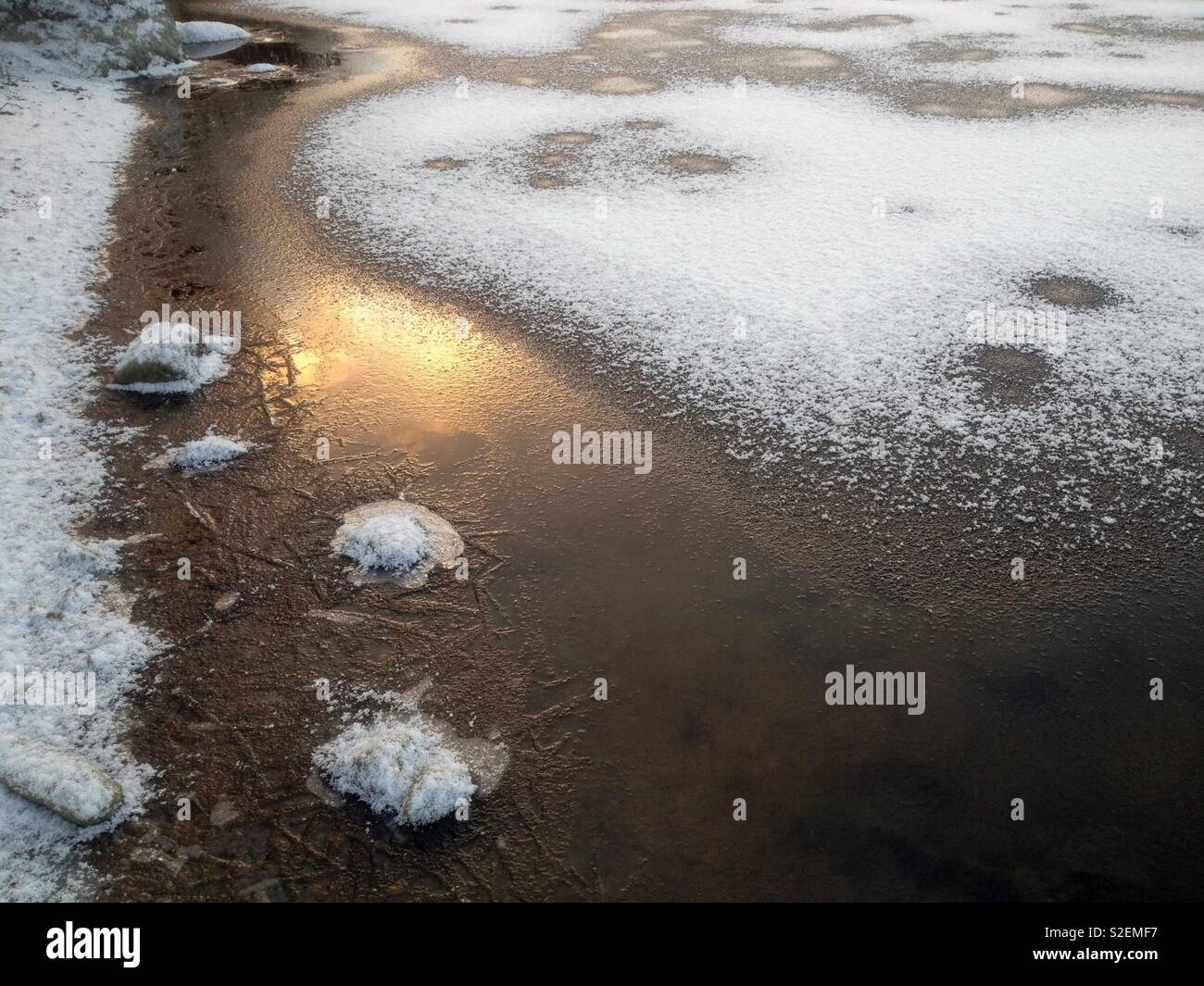 Lake freezing over, Lappeenranta Finland Stock Photo