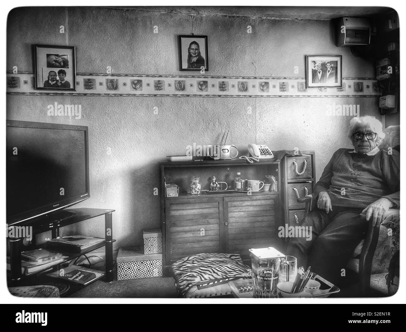 Elderly woman living independently at home - Smartphone Captured Stock Image