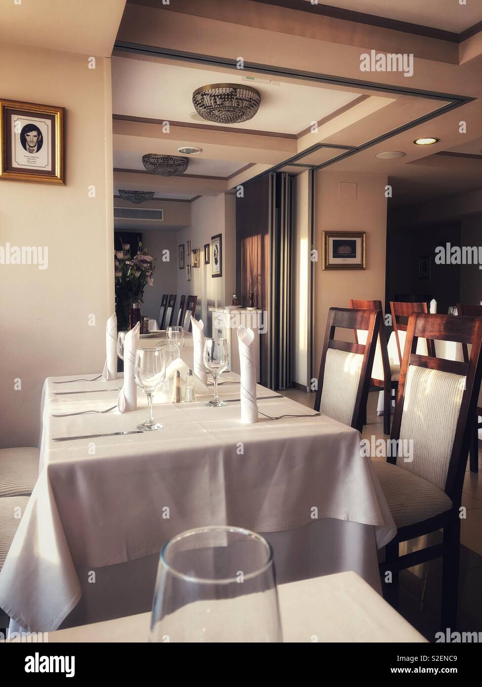 The interior of a restaurant. - Smartphone Captured Stock Image