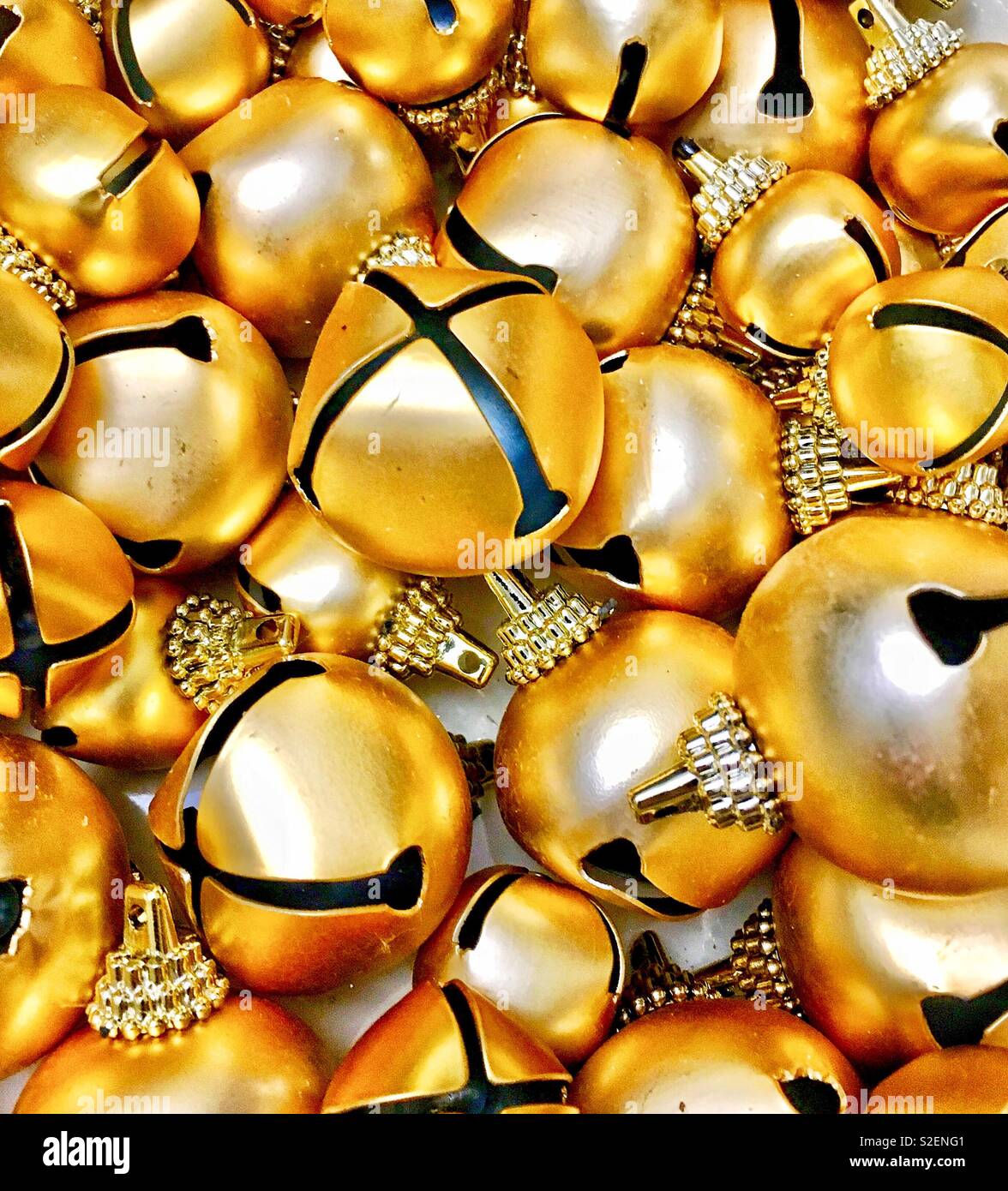 Bunch of Yellow jingle bells - Smartphone Captured Stock Image