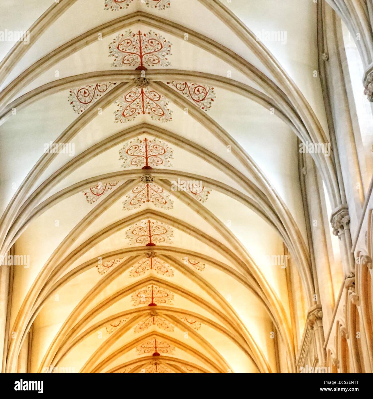 Beautiful Ceiling Designs In Wells Cathedral Stock Photo