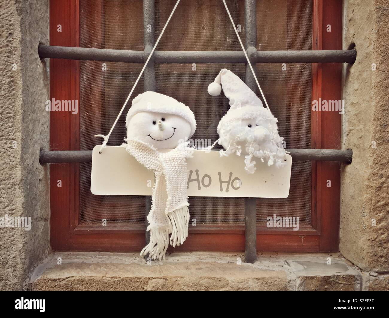 Santa Claus and Snowman figure - Smartphone Captured Stock Image