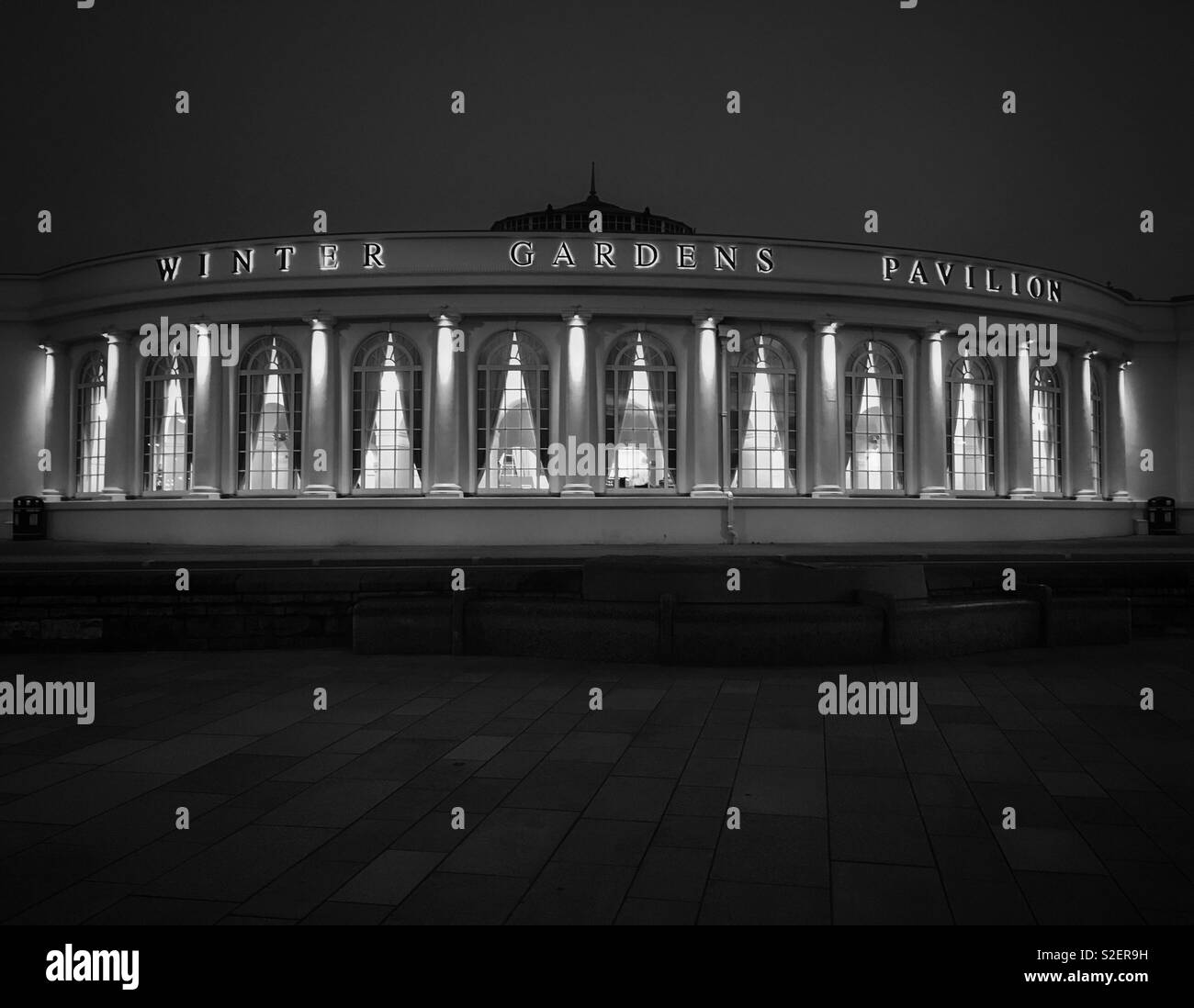 The Winter Gardens Pavilion in Weston-super-Mare, UK seen in the evening Stock Photo
