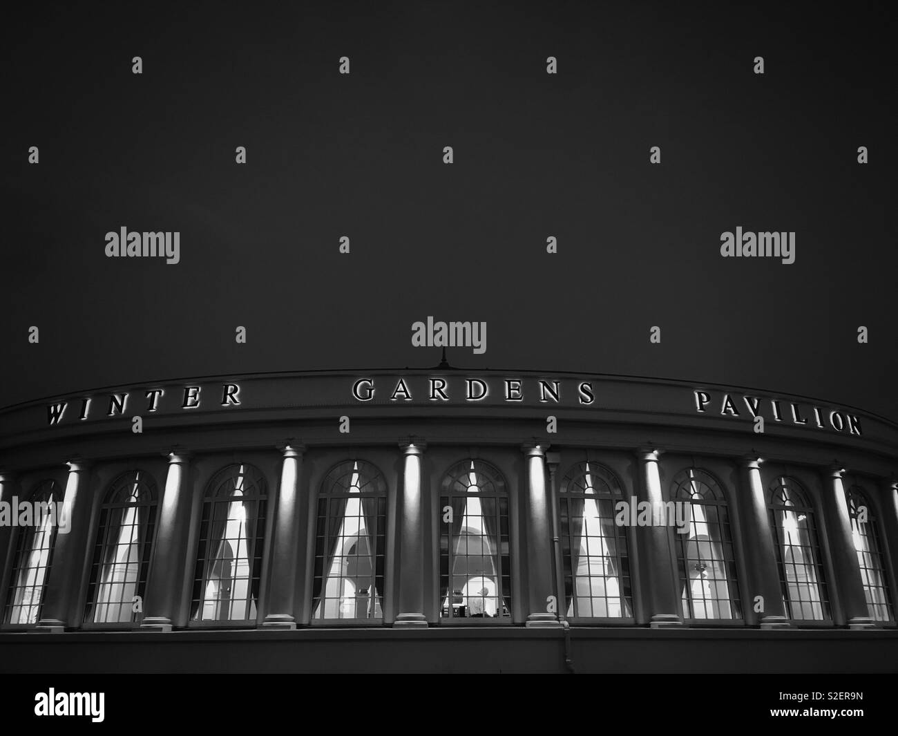 The Winter Gardens Pavilion in Weston-super-Mare, UK seen in the evening Stock Photo