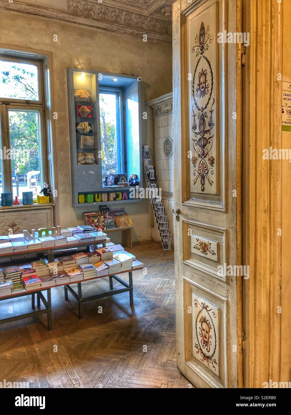 The interior of a bookstore in Bucharest, Romania. - Smartphone Captured Stock Image
