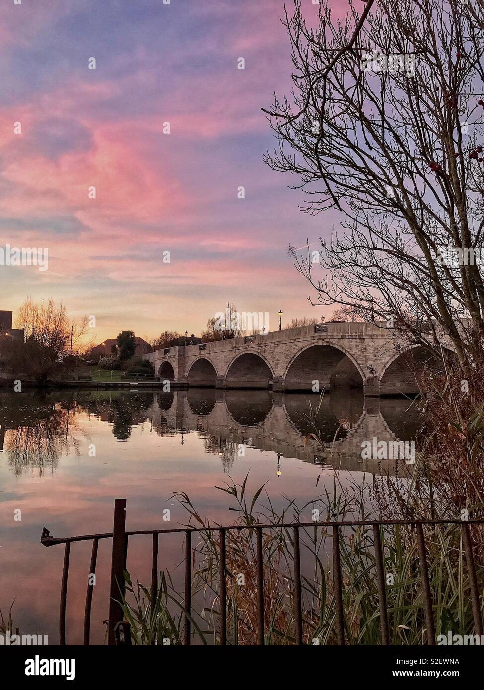 Chertsey Bridge over the Thames Stock Photo Alamy