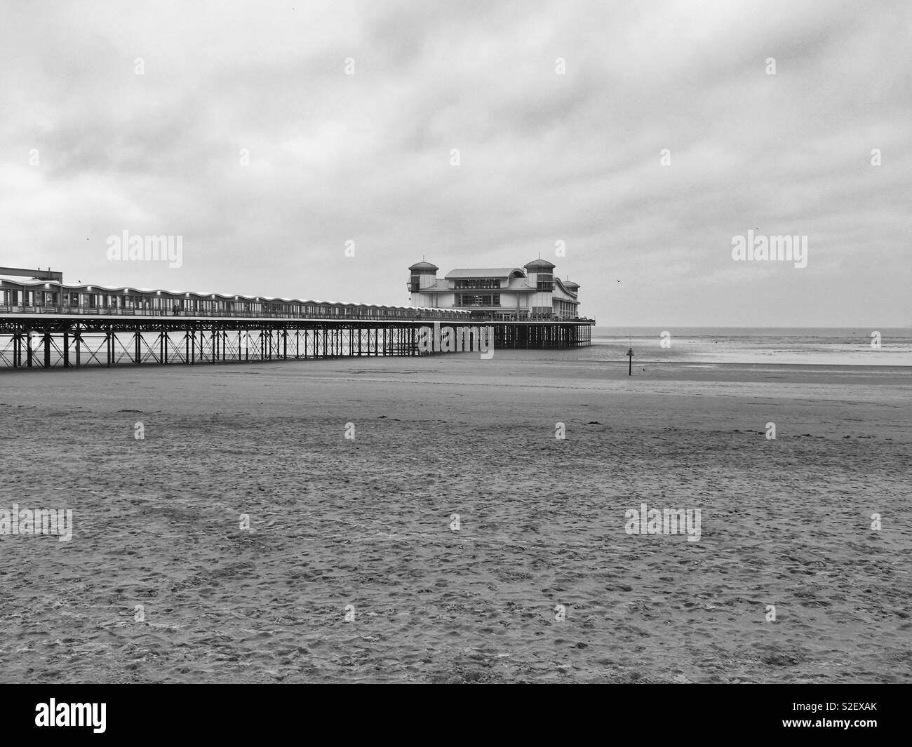 The Grand Pier in Weston-super-Mare, UK on an overcast autumn day Stock Photo