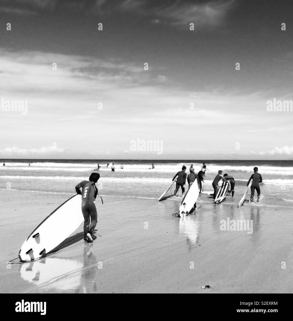 Kids surfing group Black and White Stock Photos & Images - Alamy