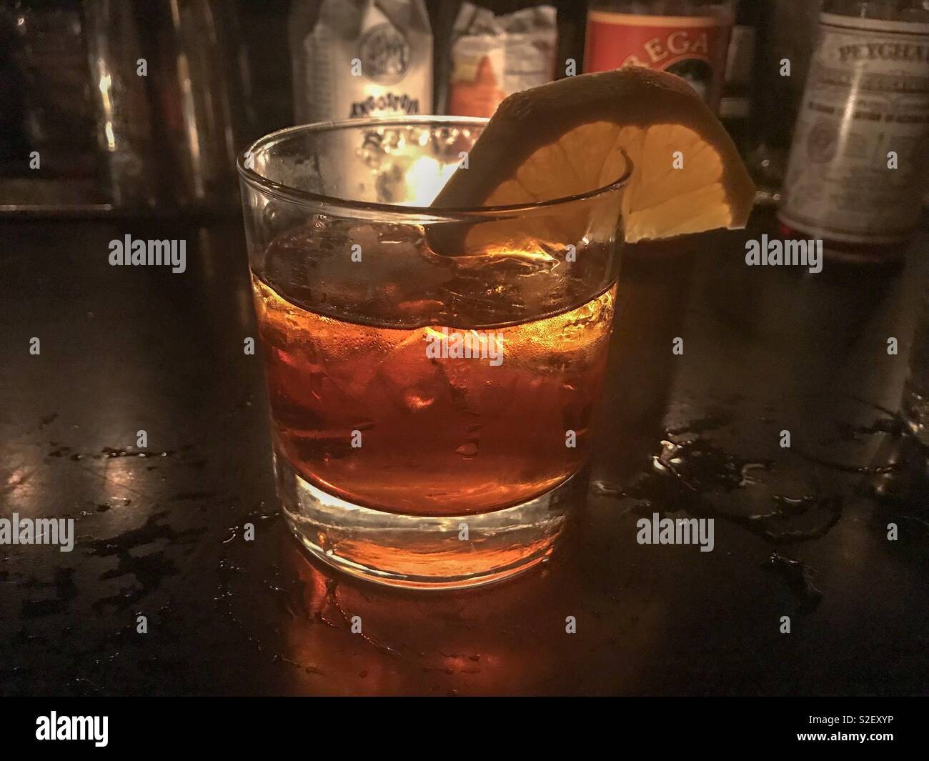 Craft cocktail in Williamsburg bar - Smartphone Captured Stock Image